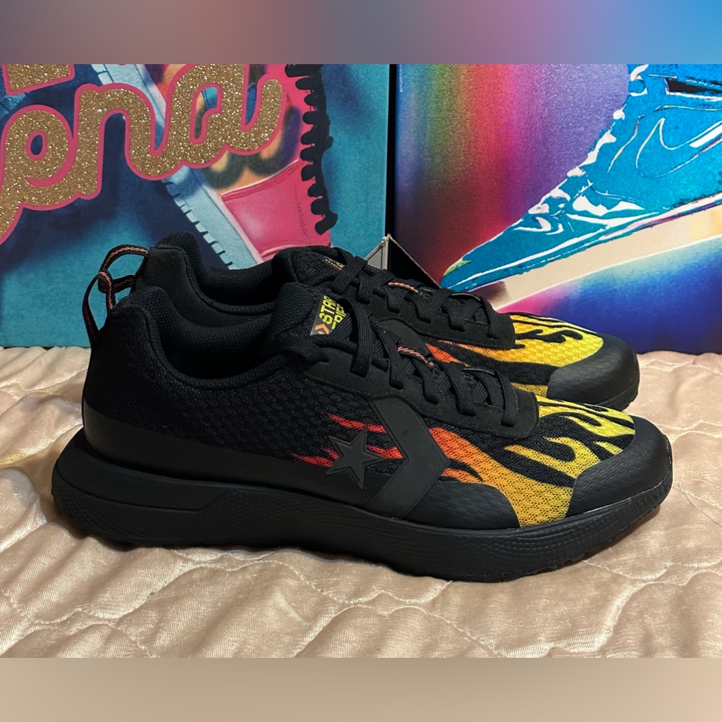 Converse X Tinker Hatfield Star Series Run Ox Low Black Flames Size 10.5 166444c